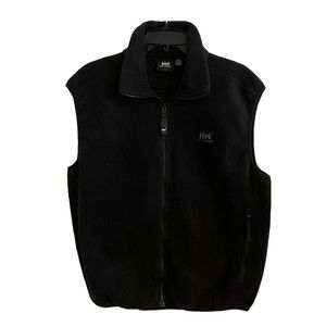 Helly Henson Mens Large Vest Full Zip Black Fleece Logo Embroidered Outdoor